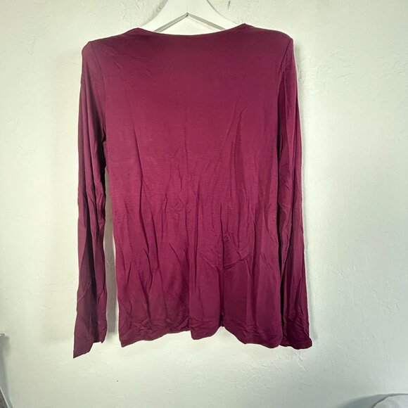 Cabi Womens Draped Cowl Neck Long Sleeve Tunic Top Large Burgundy Rayon #116 - Picture 2 of 8